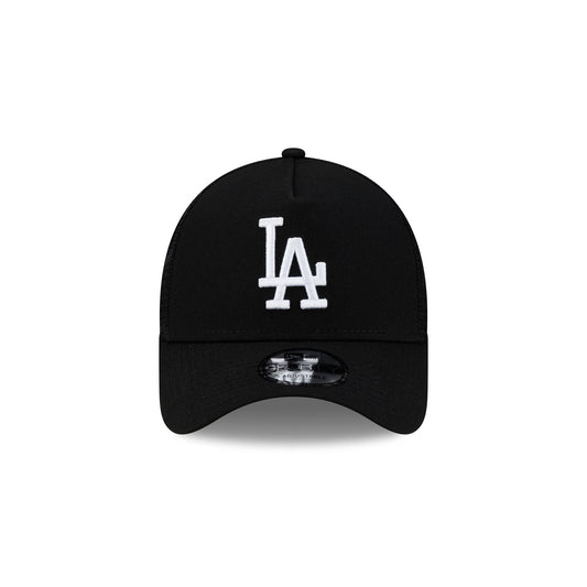Los Angeles Dodgers Side Script Black 9FORTY A-Frame Trucker Hat