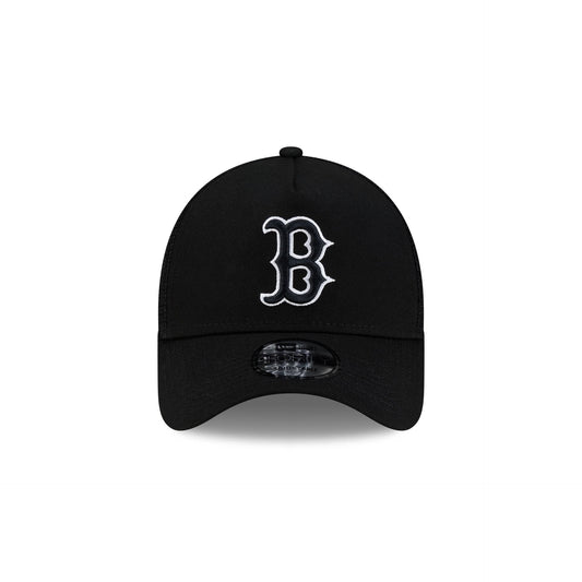 Boston Red Sox Side Script Black 9FORTY A-Frame Trucker Hat