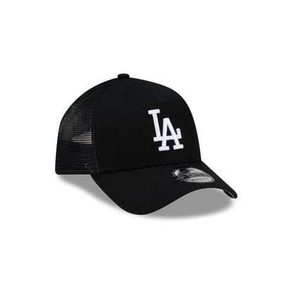 Los Angeles Dodgers Side Script Black 9FORTY A-Frame Trucker Hat