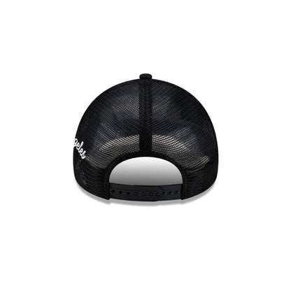 Los Angeles Dodgers Side Script Black 9FORTY A-Frame Trucker Hat