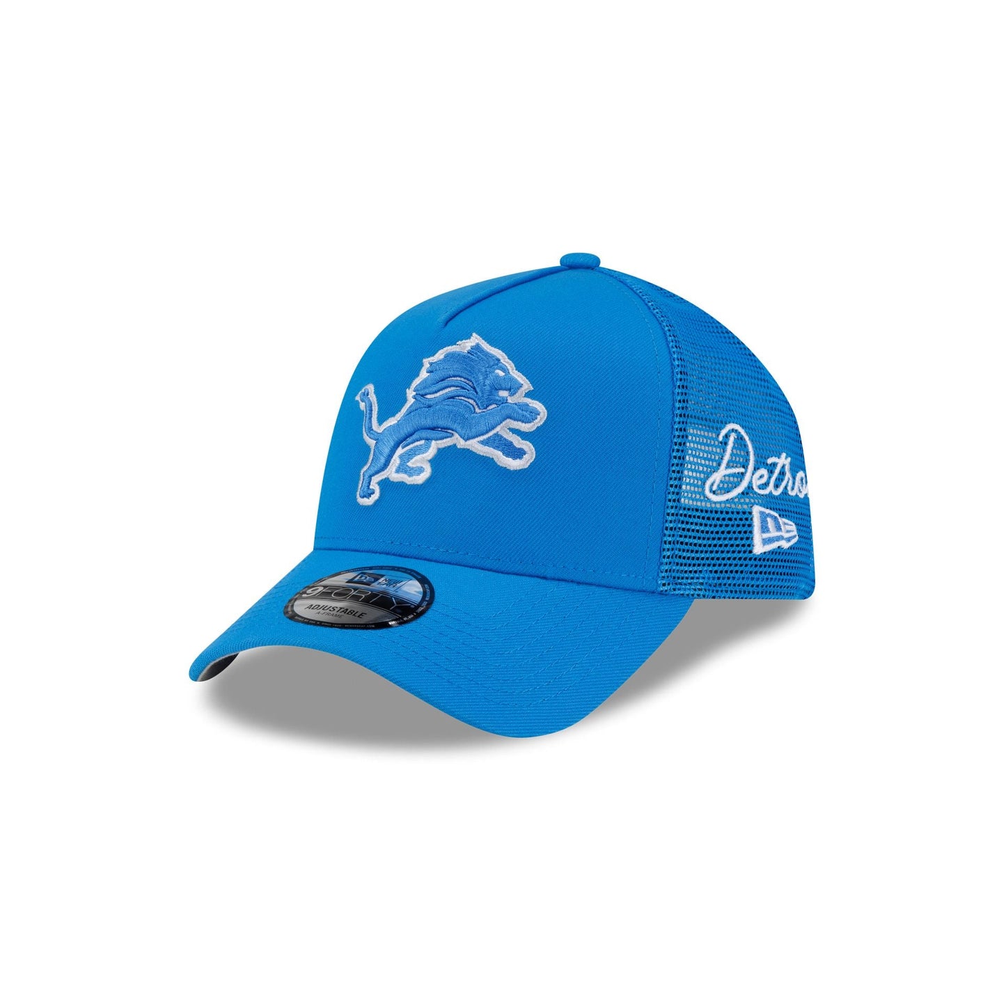 Detroit Lions Side Script 9FORTY A-Frame Trucker Hat