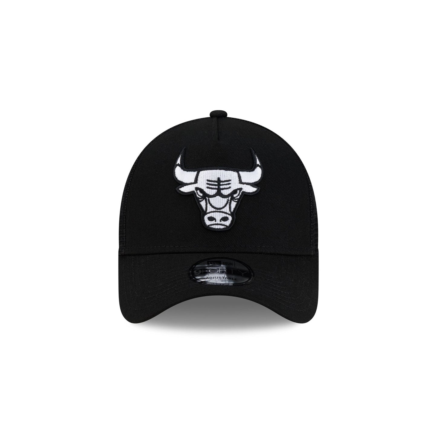 Chicago Bulls Side Script Black 9FORTY A-Frame Trucker Hat