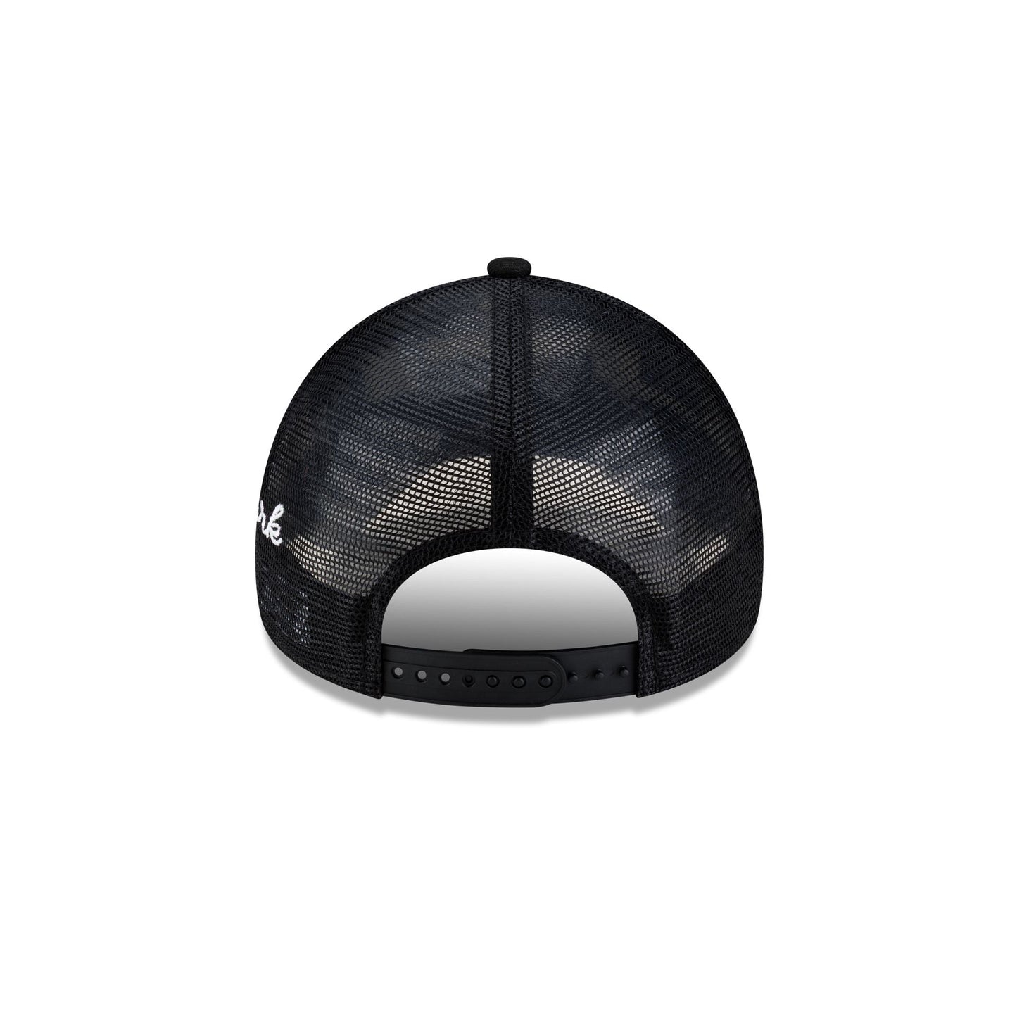 New York Knicks Side Script Black 9FORTY A-Frame Trucker Hat