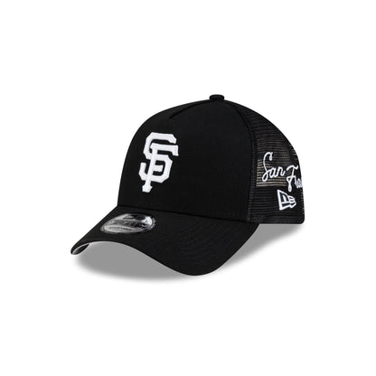 San Francisco Giants Side Script Black 9FORTY A-Frame Trucker Hat