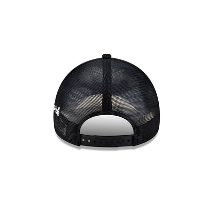 New York Mets Side Script Black 9FORTY A-Frame Trucker Hat