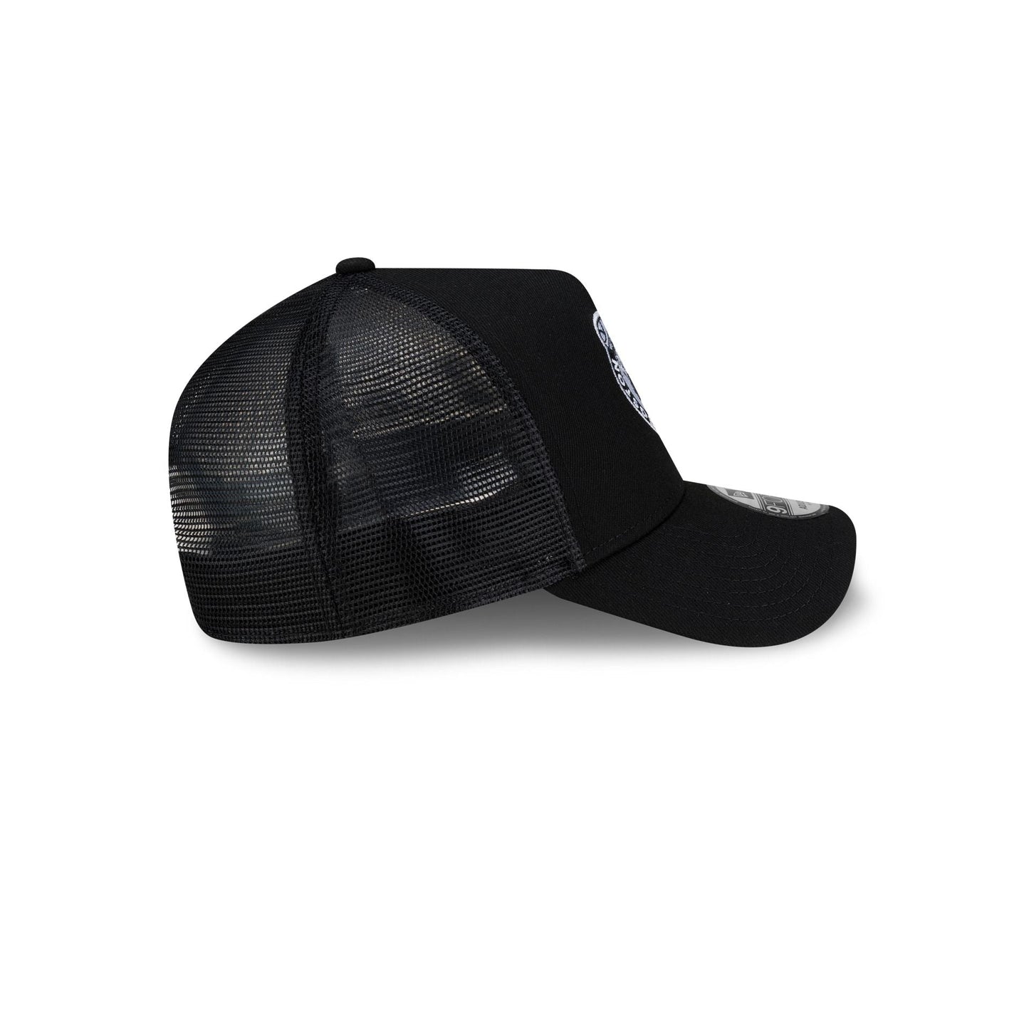 Boston Celtics Side Script Black 9FORTY A-Frame Trucker Hat