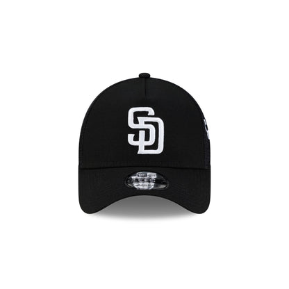 San Diego Padres Side Script Black 9FORTY A-Frame Trucker Hat