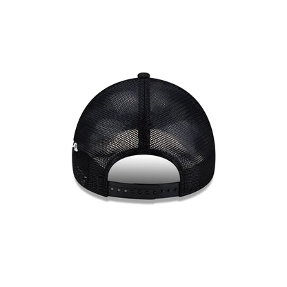 Chicago Cubs Side Script Black 9FORTY A-Frame Trucker Hat