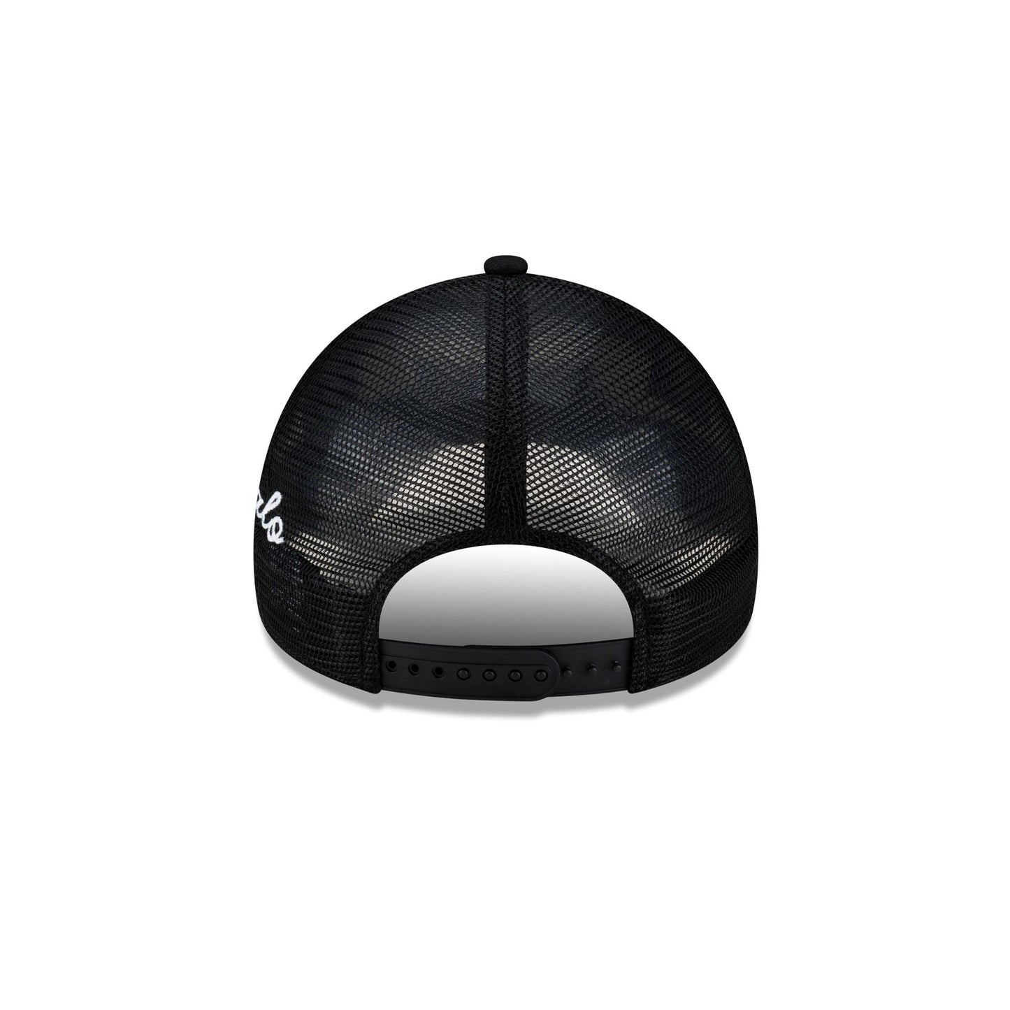 Buffalo Bills Side Script Black 9FORTY A-Frame Trucker Hat
