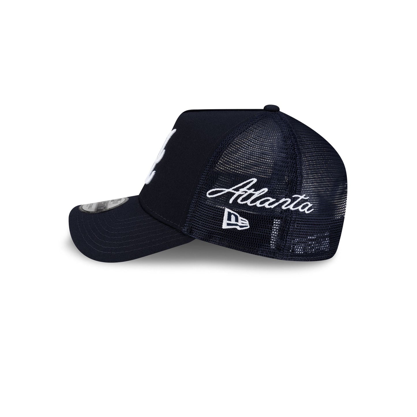 Atlanta Braves Side Script 9FORTY A-Frame Trucker Hat