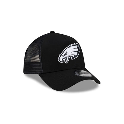 Philadelphia Eagles Side Script Black 9FORTY A-Frame Trucker Hat