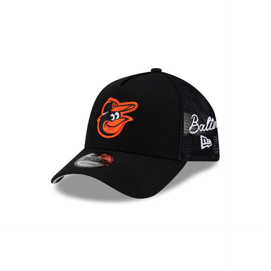 Baltimore Orioles Side Script 9FORTY A-Frame Trucker Hat