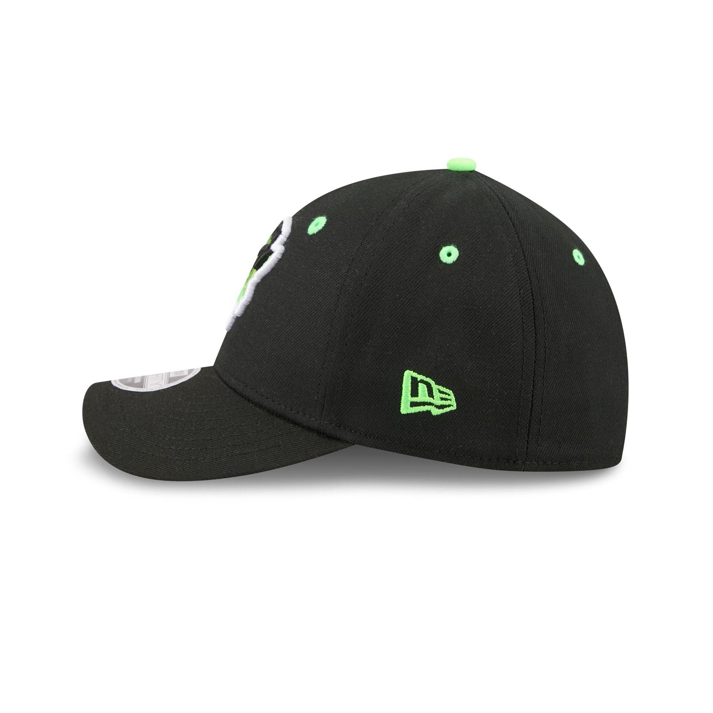 Erie SeaWolves Theme Night Black Neon 39THIRTY M-Crown Stretch Fit Hat